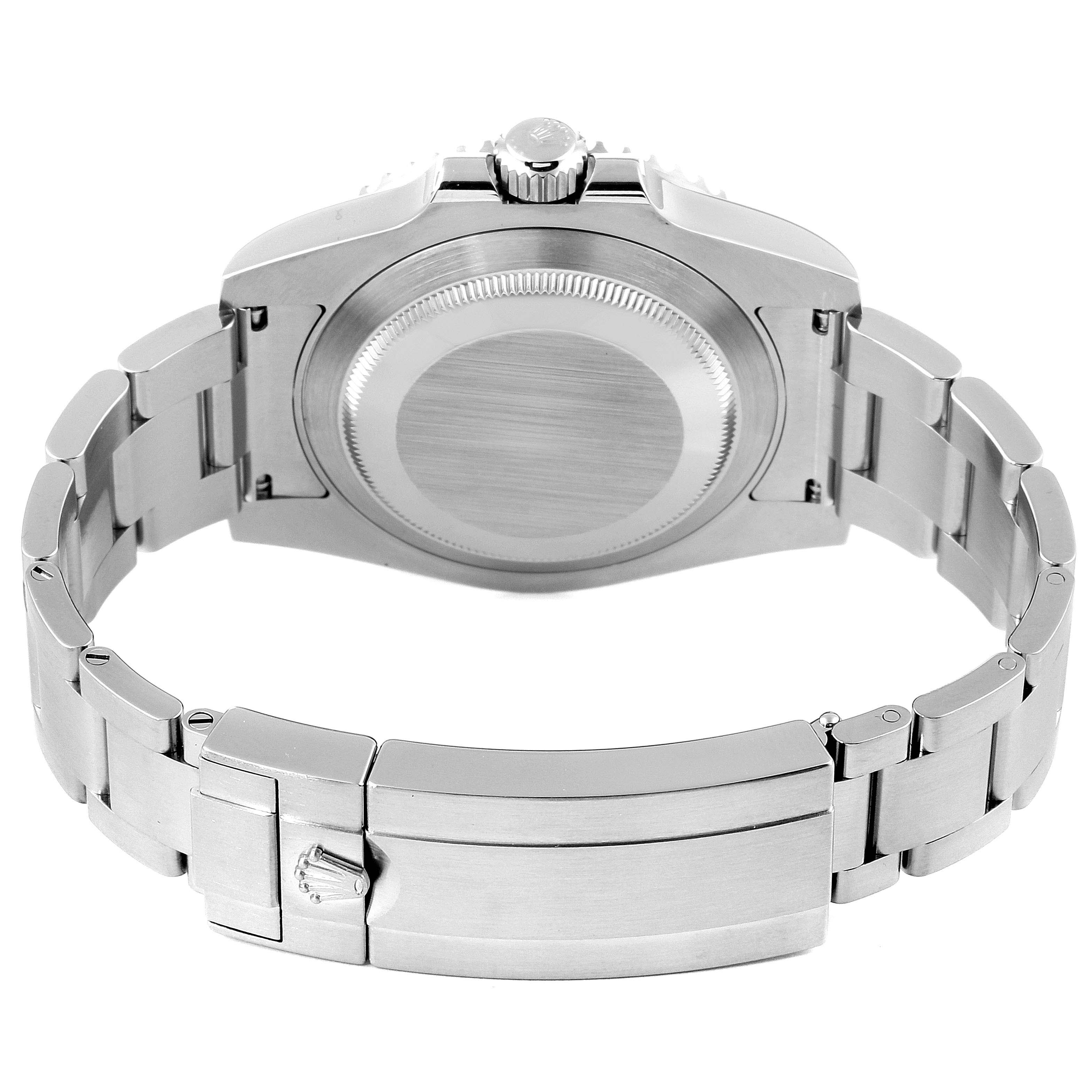 The image shows the back case and the bracelet clasp of a Rolex Submariner 114060 Men
s Stainless Steel Black Dial 114060 Men
s Stainless Steel Black Dial watch from a rear angle.