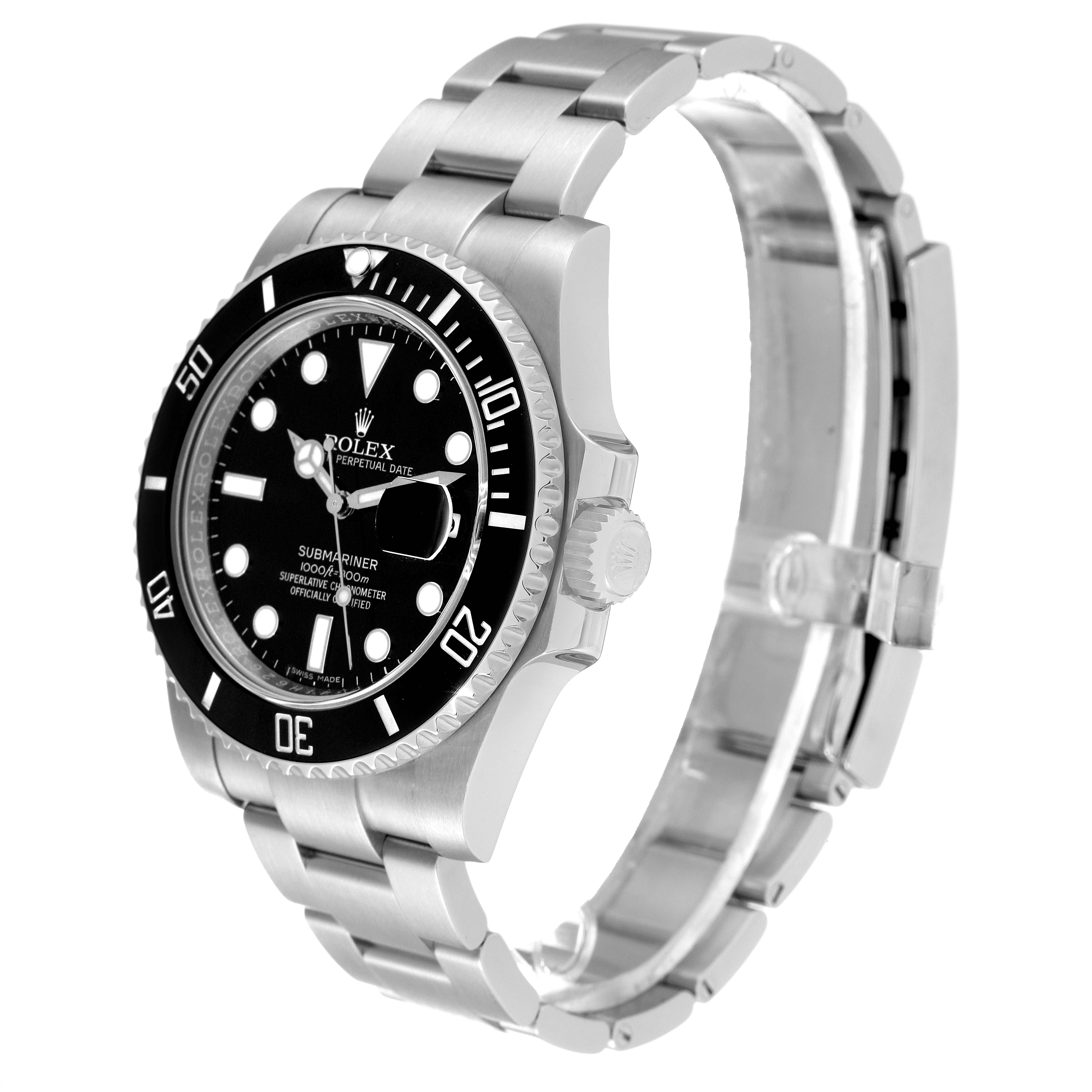 The image shows a side view of a Rolex Submariner 116610 Men
s Stainless Steel Black Dial 116610 Men
s Stainless Steel Black Dial watch, displaying the case, bezel, dial, and part of the bracelet.