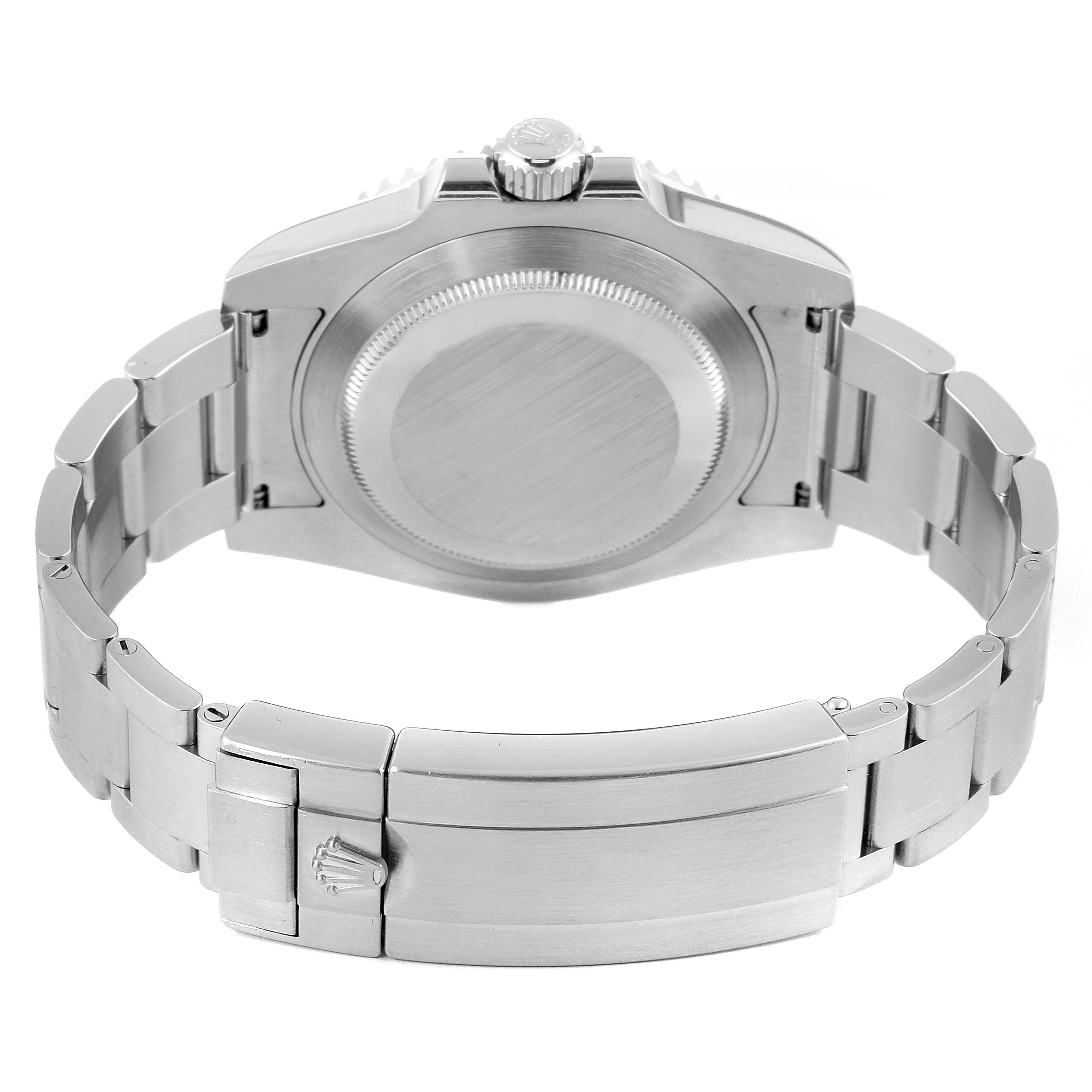 The image shows the back case and bracelet of a Rolex Submariner 114060 Men's Stainless Steel Black Dial 114060 Men's Stainless Steel Black Dial watch, specifically showcasing the clasp and crown.