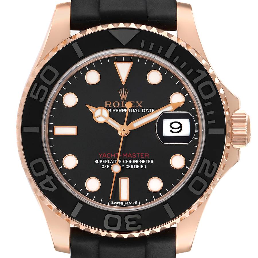 Rolex Yachtmaster 40mm Rose Gold Oysterflex Bracelet Mens Watch 116655 SwissWatchExpo