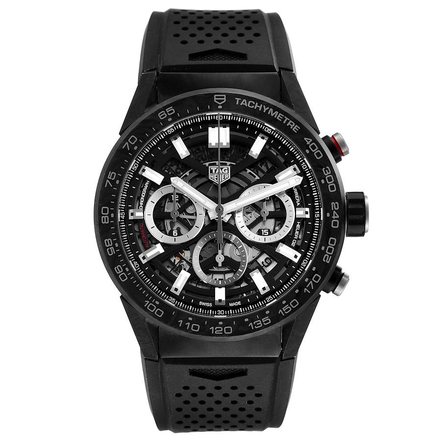 TAG Heuer Carrera Calibre 02 Skeleton Carbon Watch CBG2A91 Box Card SwissWatchExpo