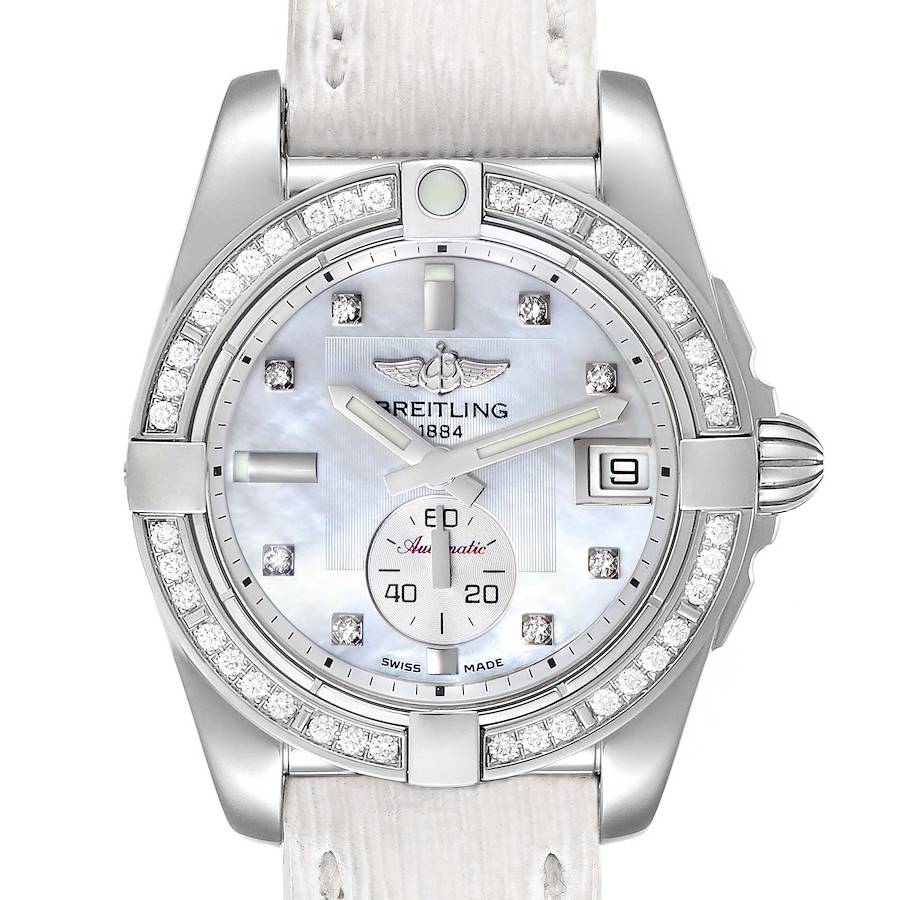 Breitling Galactic 36 MOP Dial Diamond Steel Ladies Watch A37330 Box Papers SwissWatchExpo
