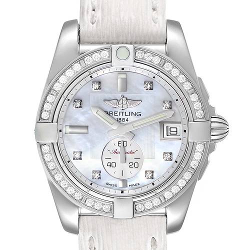 Photo of Breitling Galactic 36 MOP Dial Diamond Steel Ladies Watch A37330 Box Papers