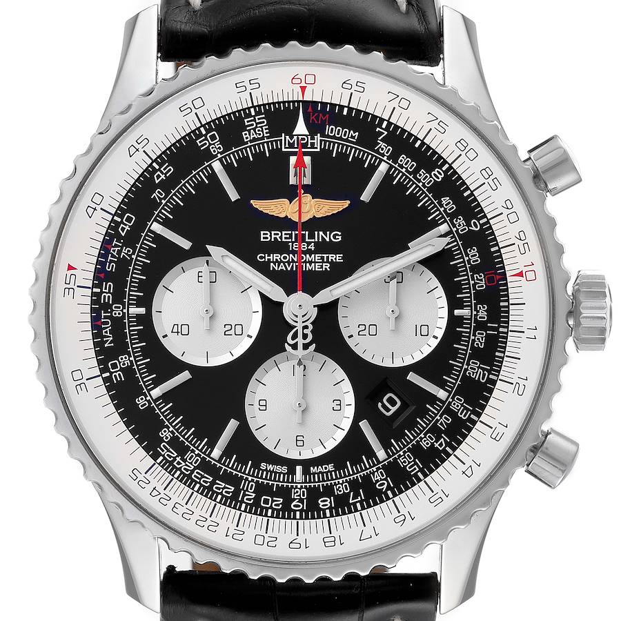 Breitling Navitimer 01 46mm Black Steel Dial Mens Watch AB0127 Box Papers SwissWatchExpo