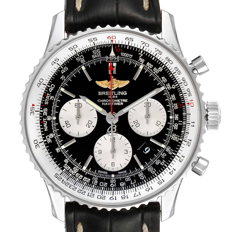 Breitling Navitimer 01 Black Strap Automatic Mens Watch AB0120 SwissWatchExpo