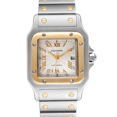 Photo of Cartier Santos Galbee Steel Yellow Gold Guilloche Dial Watch W20058C4
