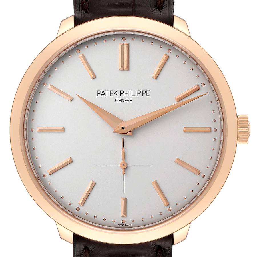 Patek Philippe Calatrava 18K Rose Gold Silver Dial Mens Watch 5123 5123R SwissWatchExpo