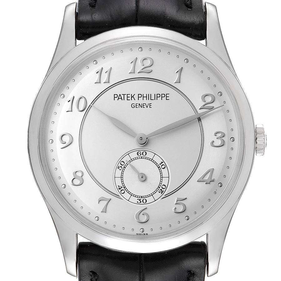 Patek Philippe Calatrava Platinum Mechanical Silver Dial Mens Watch 5196 SwissWatchExpo