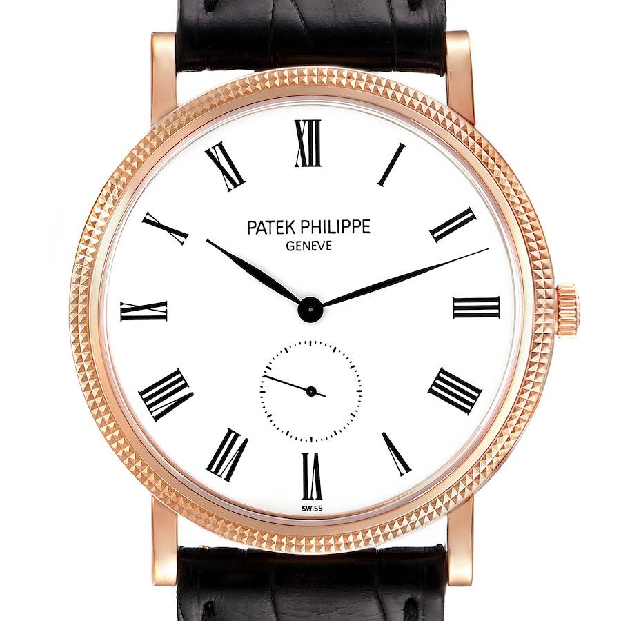 Patek Philippe Calatrava Rose Gold White Dial Mens Watch 5119 Papers SwissWatchExpo
