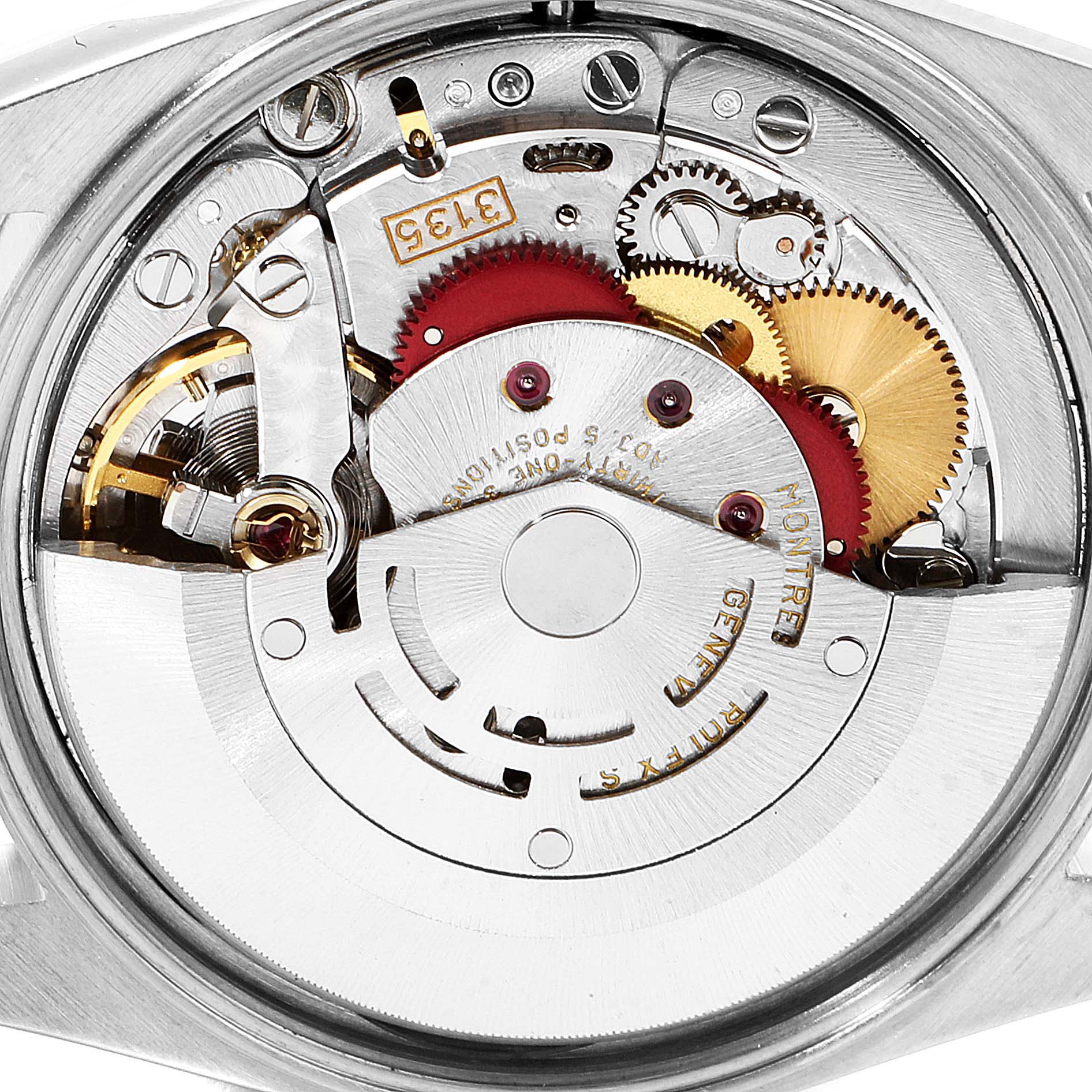 The image shows a close-up view of the internal movement components of a Rolex Date 15200 Men's Stainless Steel Silver Dial 15200 Men's Stainless Steel Silver Dial model watch.