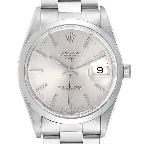 Photo of Rolex Date Silver Dial Oyster Bracelet Automatic Mens Watch 15200 Box