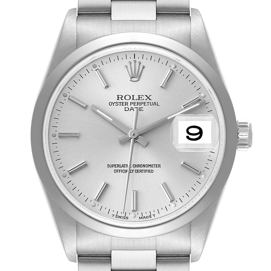 Rolex Date Silver Dial Oyster Bracelet Automatic Steel Mens Watch 15200 SwissWatchExpo
