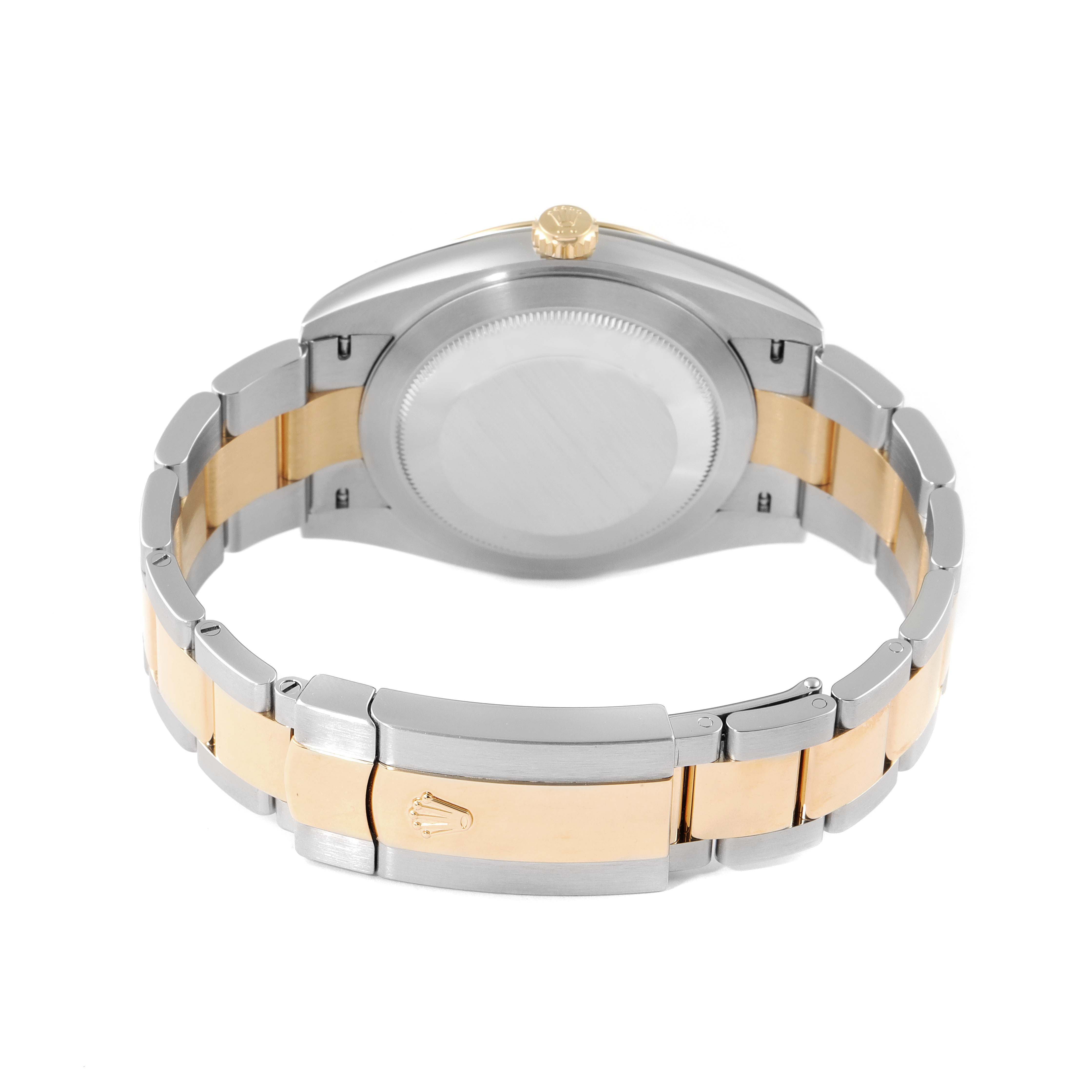 The image shows the back view of the Rolex Datejust 41 126303 Men's Steel and Gold (two tone) Black Dial 126303 Men's Steel and Gold (two tone) Black Dial watch, highlighting the case back and two-tone bracelet.