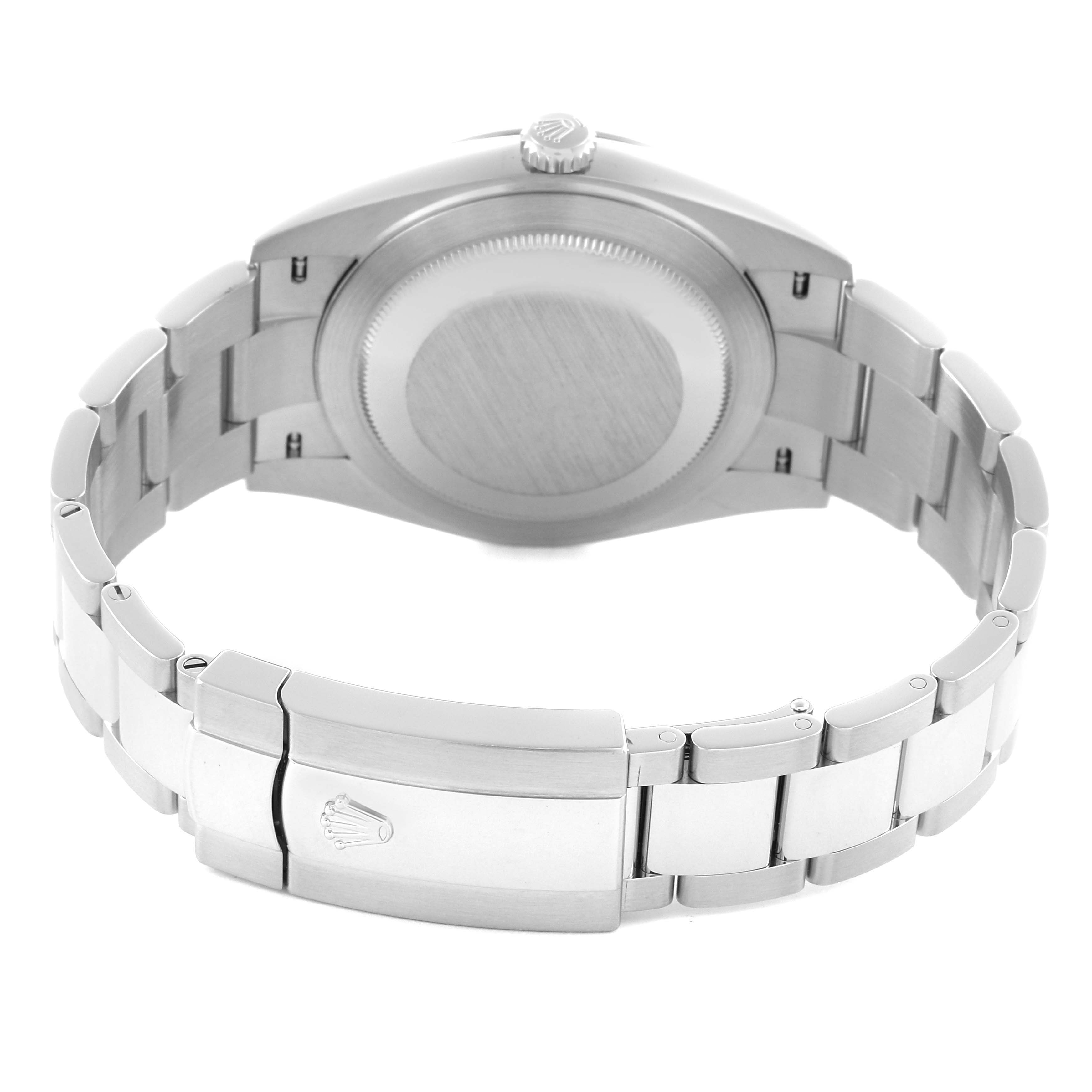 The image shows the back view of a Rolex Datejust 41 126300 Men's Stainless Steel White Dial 126300 Men's Stainless Steel White Dial, highlighting the bracelet, clasp, and case back.