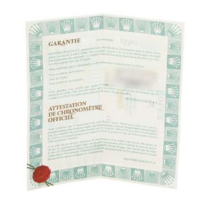 The image shows the official warranty and chronometer attestation certificate for a Rolex Datejust 179174 Women's Stainless Steel Mother of Pearl Dial.