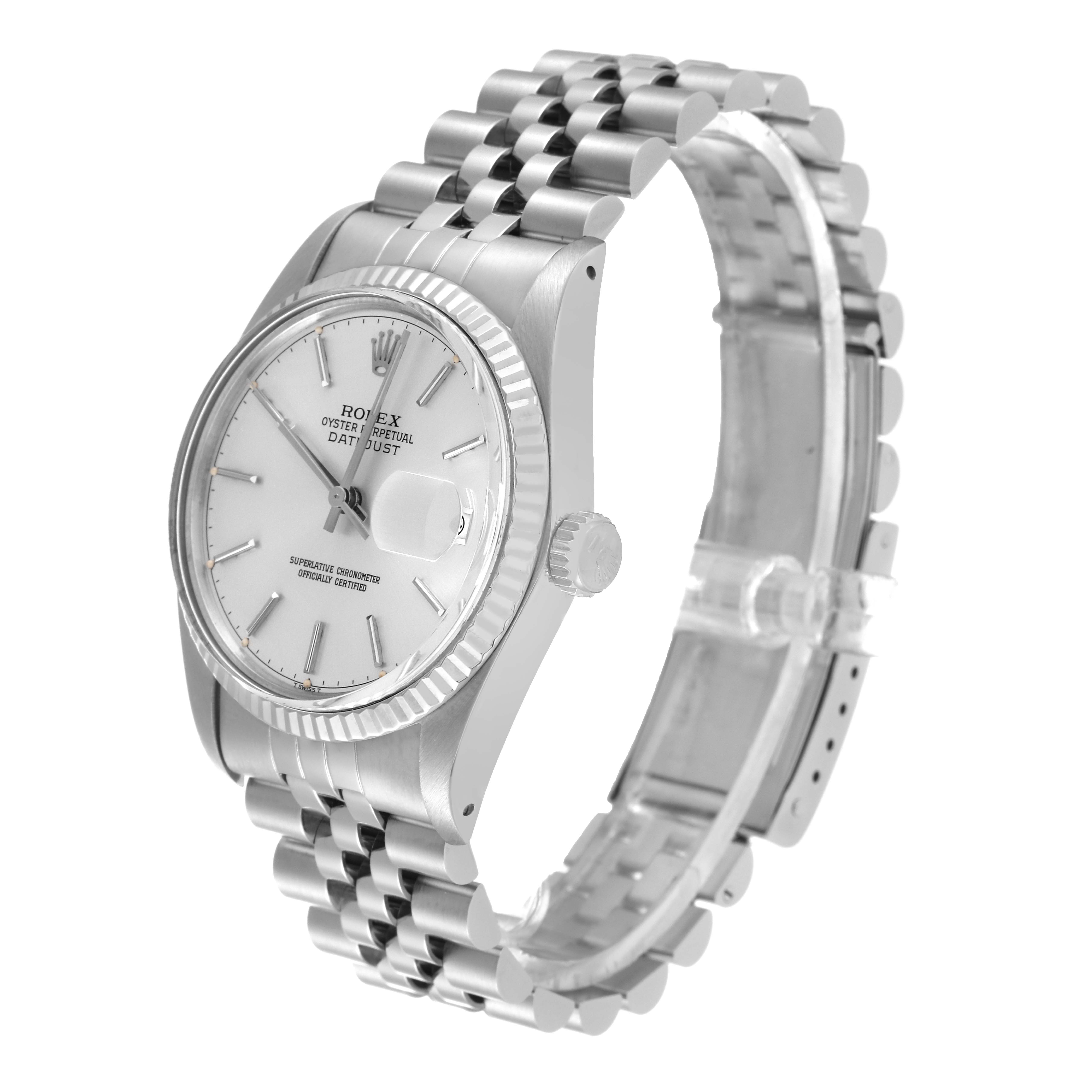 The Rolex Vintage Collection 16014 Men
s Stainless Steel Silver Dial 16014 Men
s Stainless Steel Silver Dial model is shown at a three-quarter angle, highlighting the dial, case, crown, and bracelet.