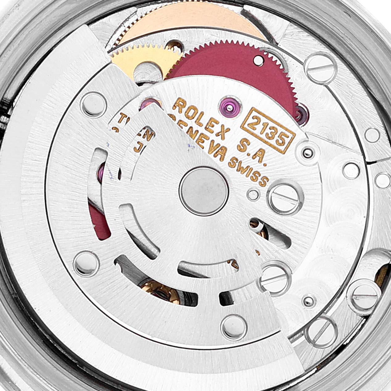 This image shows the internal movement mechanism of a Rolex Datejust 69174 Women's Stainless Steel White Dial 69174 Women's Stainless Steel White Dial watch.