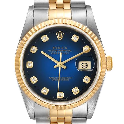 Photo of Rolex Datejust Steel Yellow Gold Vignette Diamond Dial Mens Watch 16233 Box