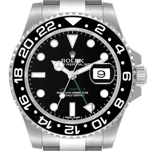 Photo of Rolex GMT Master II Black Dial Ceramic Bezel Steel Mens Watch 116710 Box Card