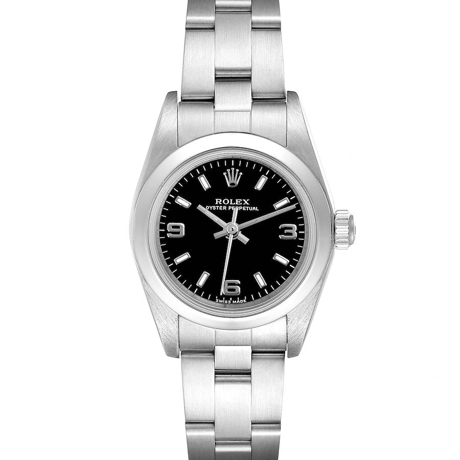 Rolex Oyster Perpetual 24 Nondate Black Dial Ladies Watch 76080 SwissWatchExpo