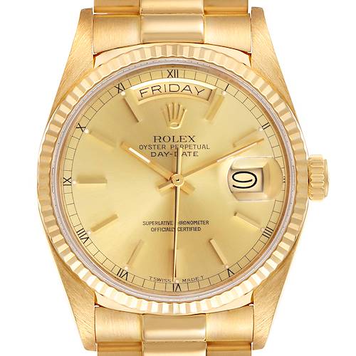 Photo of Rolex President Day-Date 36mm Yellow Gold Champagne Dial Mens Watch 18038