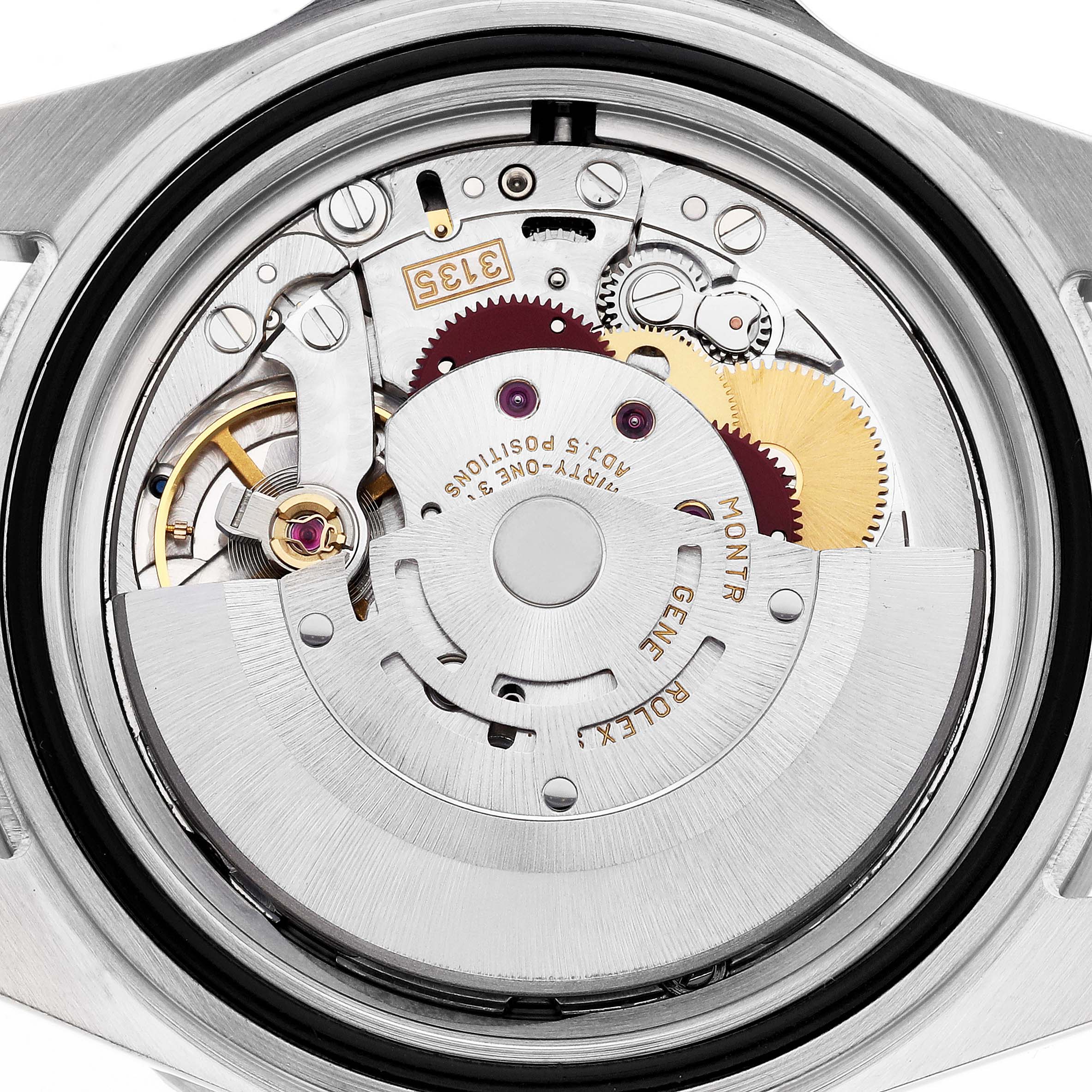 The image shows the intricate internal mechanism of a Rolex Submariner 16610 T Men's Stainless Steel Black Dial 16610 T Men's Stainless Steel Black Dial watch from the back.