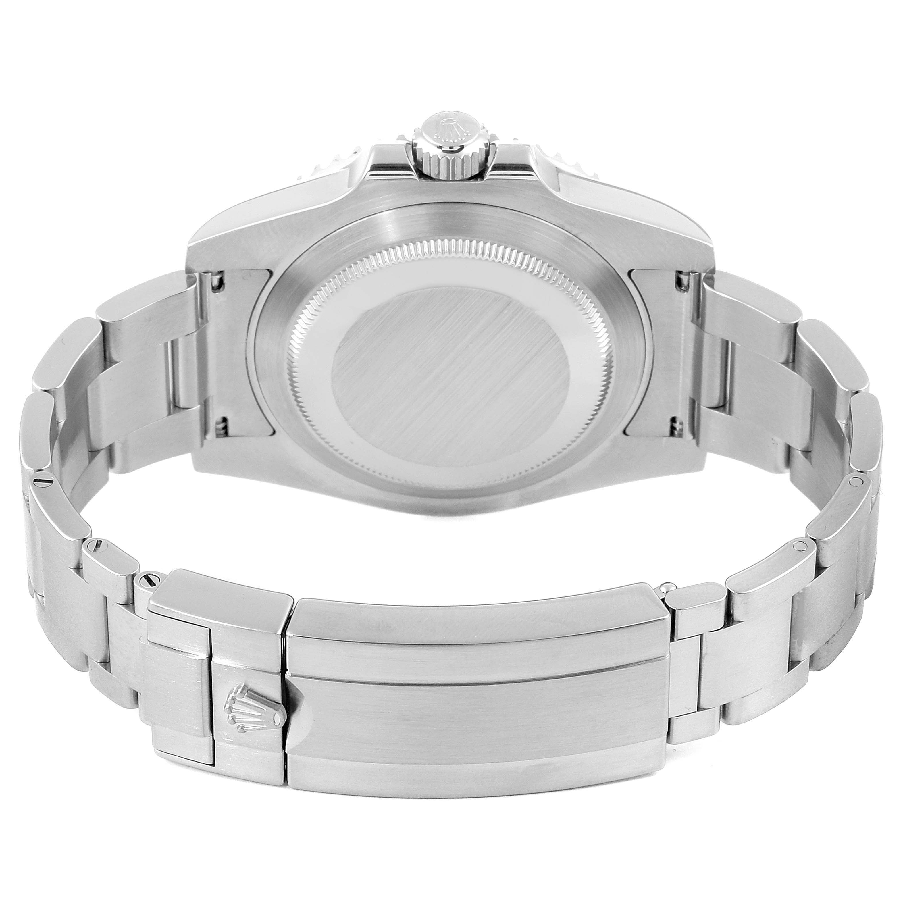 This image shows the back view and clasp of a Rolex Submariner 114060 Men
s Stainless Steel Black Dial 114060 Men
s Stainless Steel Black Dial watch.