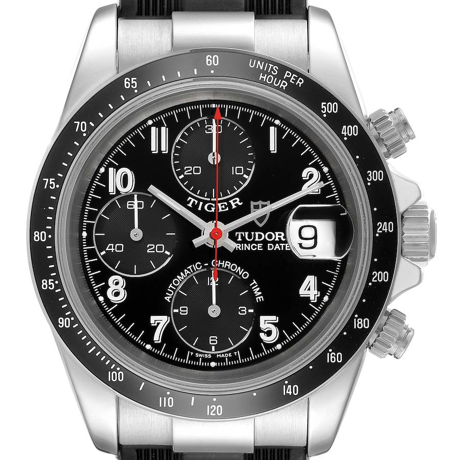 Tudor Prince Date Chronograph Black Dial Steel Mens Watch 79260 SwissWatchExpo