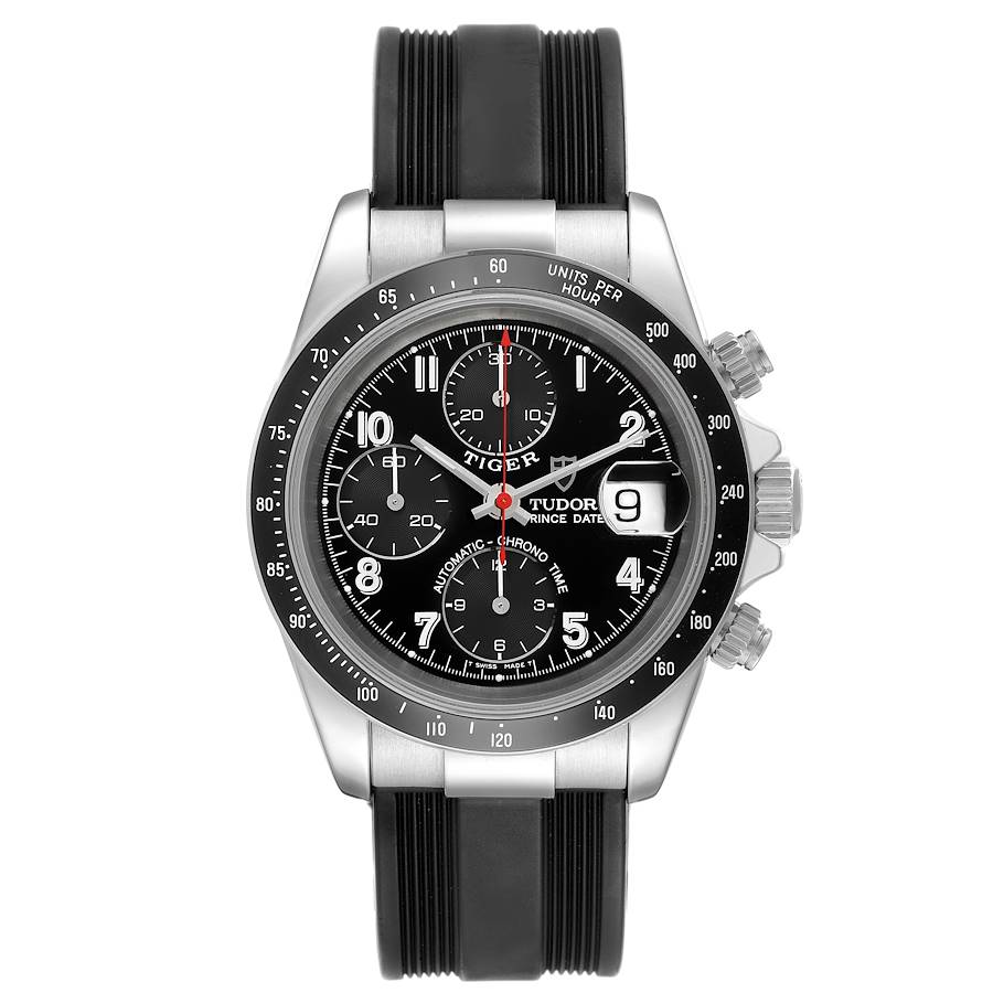 Tudor Prince Date Chronograph Black Dial Steel Mens Watch 79260