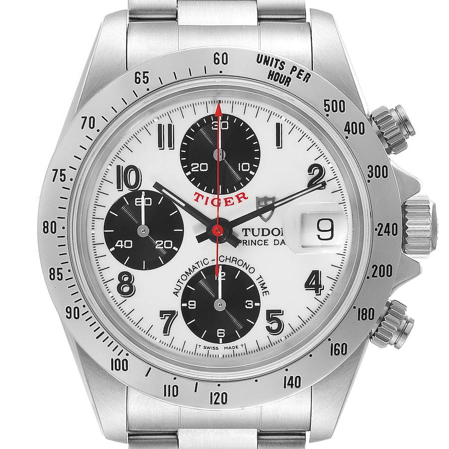 Tudor Tiger Prince White Dial Chronograph Steel Mens Watch 79280 Papers SwissWatchExpo