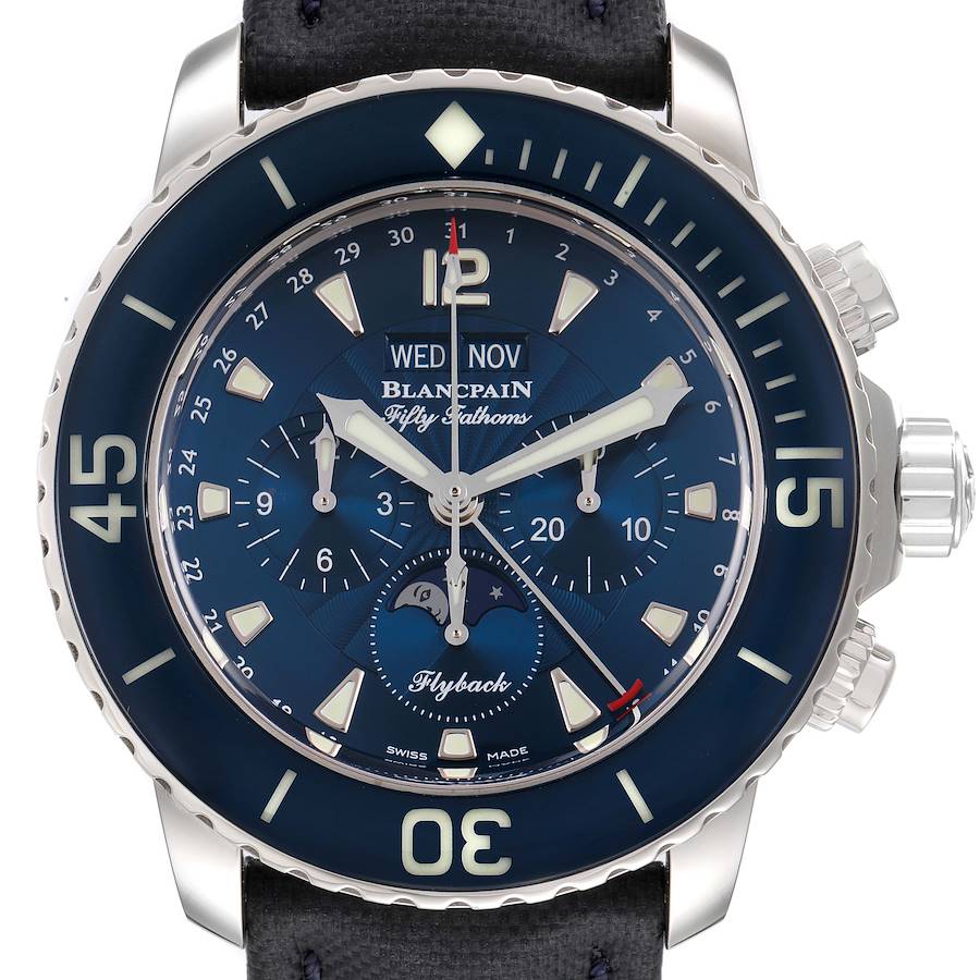 Blancpain Fifty Fathoms Flyback Moonphase Mens Watch 5066f-1140-52b Box Card SwissWatchExpo