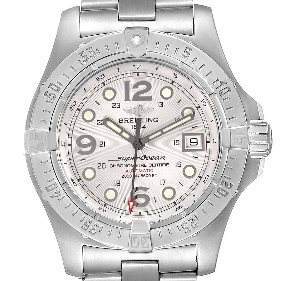 Breitling Aeromarine Superocean Steelfish Silver Dial Mens Watch A17390 Papers SwissWatchExpo