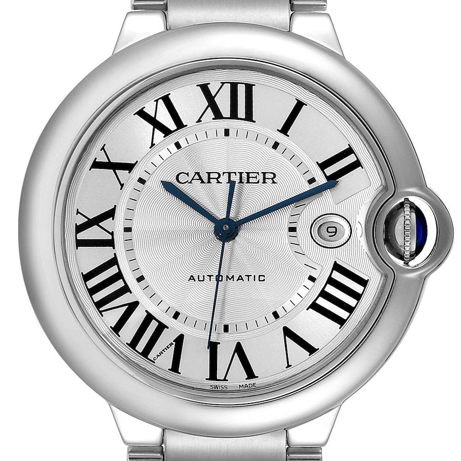 Cartier Ballon Bleu 42 Steel Automatic Mens Watch W69012Z4 Box Papers SwissWatchExpo
