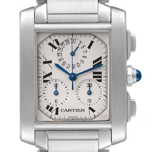 Photo of Cartier Tank Francaise Chronoflex Chronograph Steel Watch W51001Q3 Box Papers