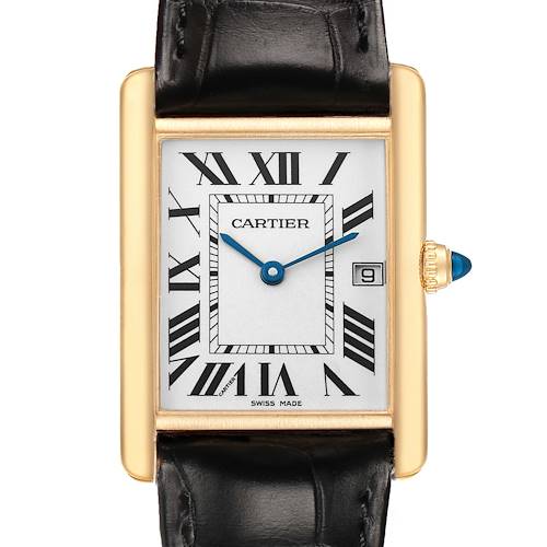 Photo of Cartier Tank Louis Yellow Gold Black Leather Mens Watch W1529756