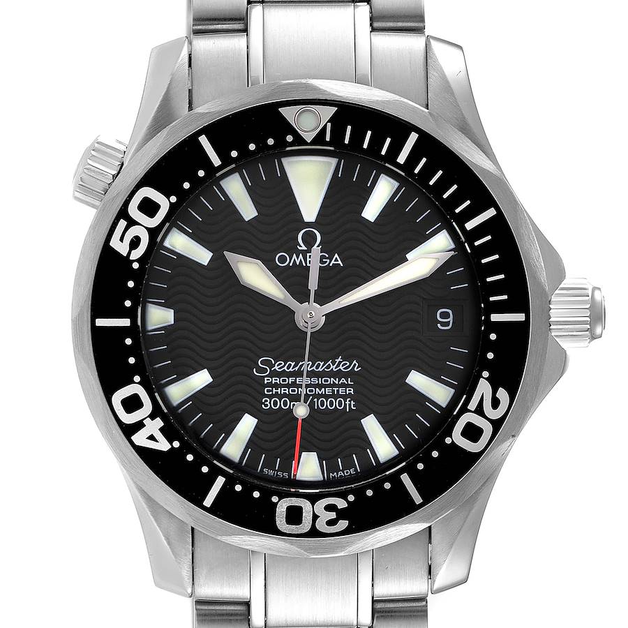 Omega Seamaster 36mm Midsize Black Wave Dial Steel Watch 2252.50.00 SwissWatchExpo