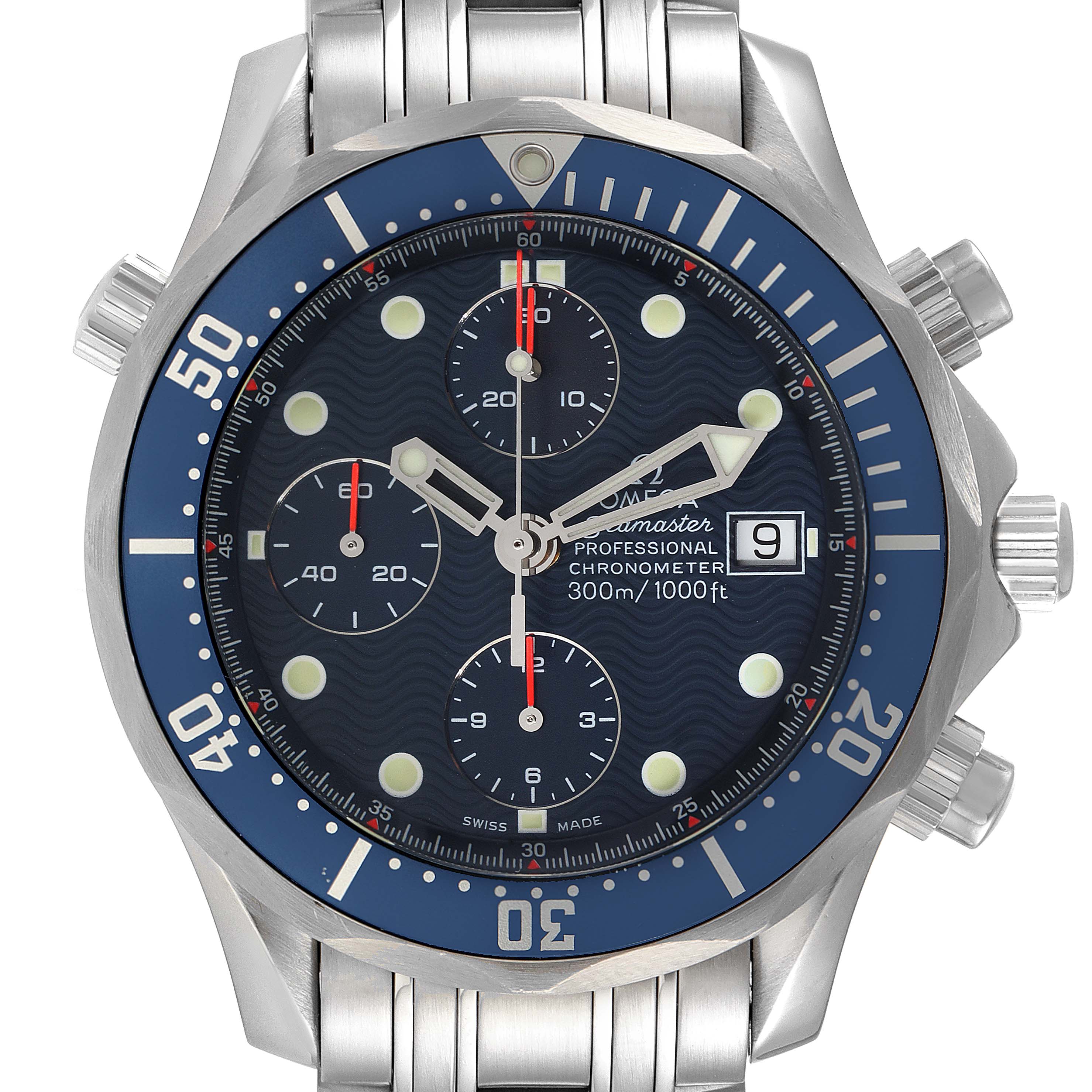 Omega Seamaster Bond Chrono Blue Wave Dial Mens Watch 2599.80.00 ...