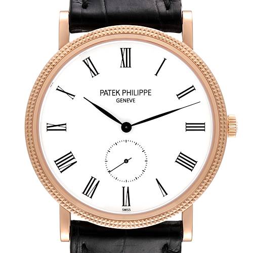 Photo of Patek Philippe Calatrava Rose Gold White Enamel Dial Mens Watch 5119