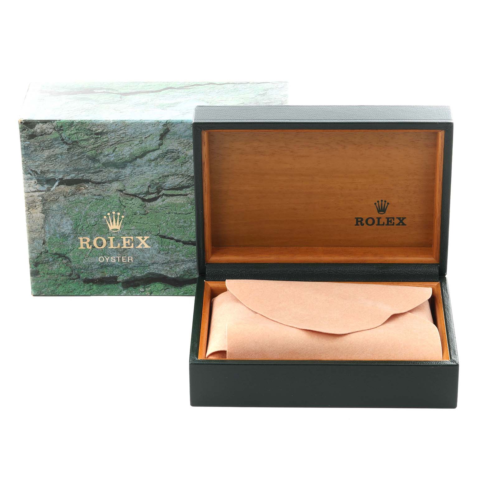 The image shows a Rolex Air-King 14000 Men's Stainless Steel Blue Dial 14000 Men's Stainless Steel Blue Dial watch box, featuring an open lid and protective packaging, but the watch itself is not visible.