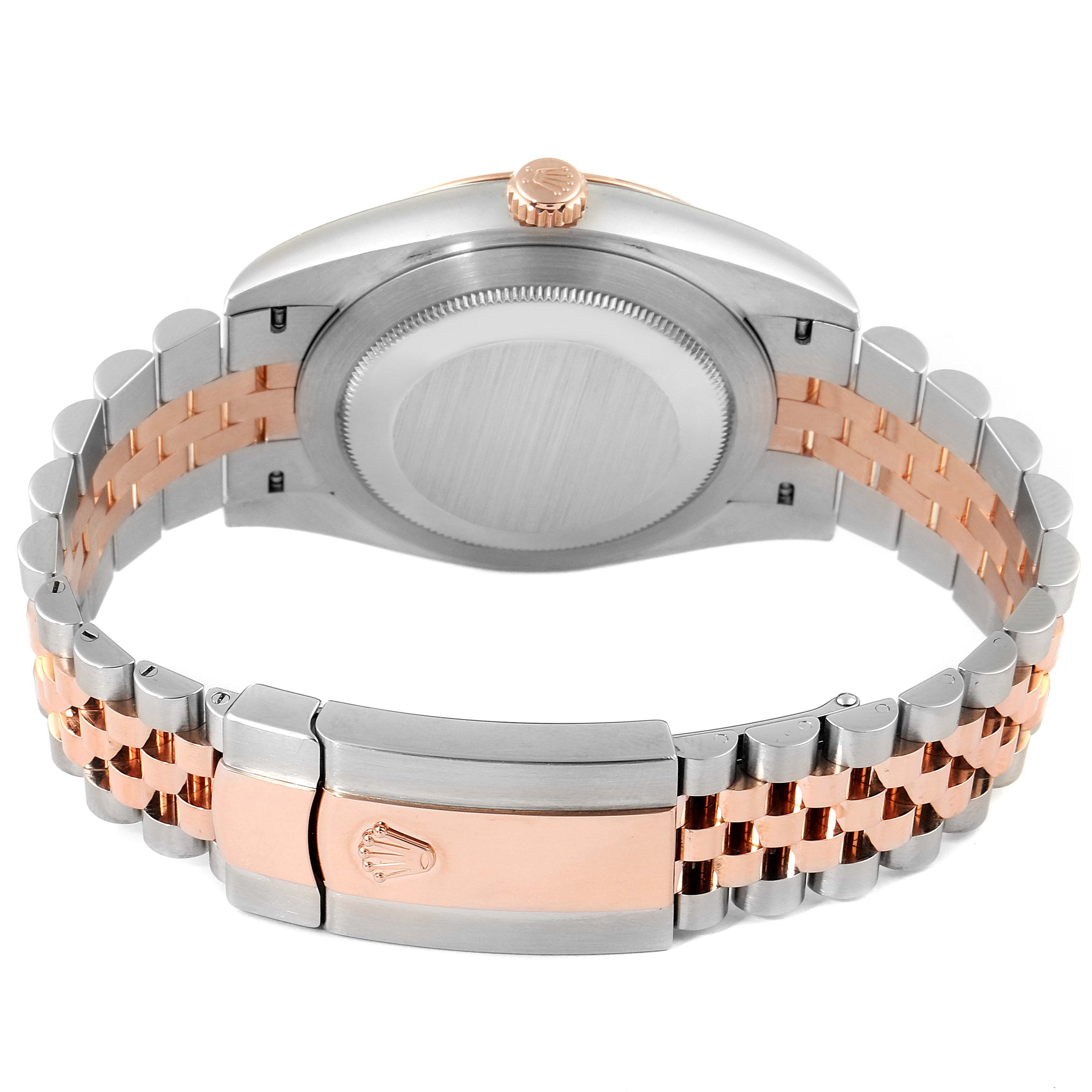 This image shows the back of a Rolex Datejust 41 126331 Men's Steel and Gold (two tone) Brown Dial 126331 Men's Steel and Gold (two tone) Brown Dial watch, highlighting the case back, crown, and two-tone Jubilee bracelet with the clasp.