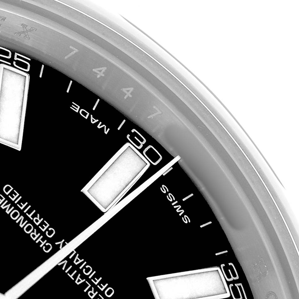 The image shows a close-up of the dial and indices of a Rolex Datejust 41 116300 Men's Stainless Steel Black Dial, focusing on the 30 to 35-minute markers.
