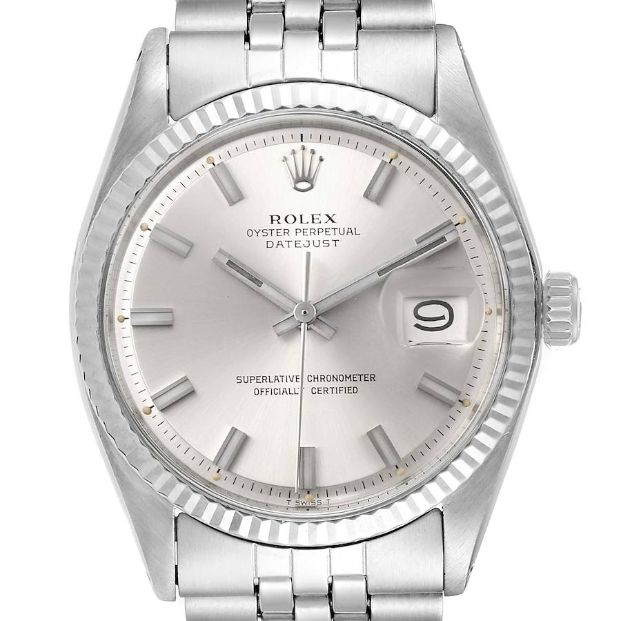 Rolex Datejust Steel White Gold Silver Dial Vintage Mens Watch 1601 SwissWatchExpo