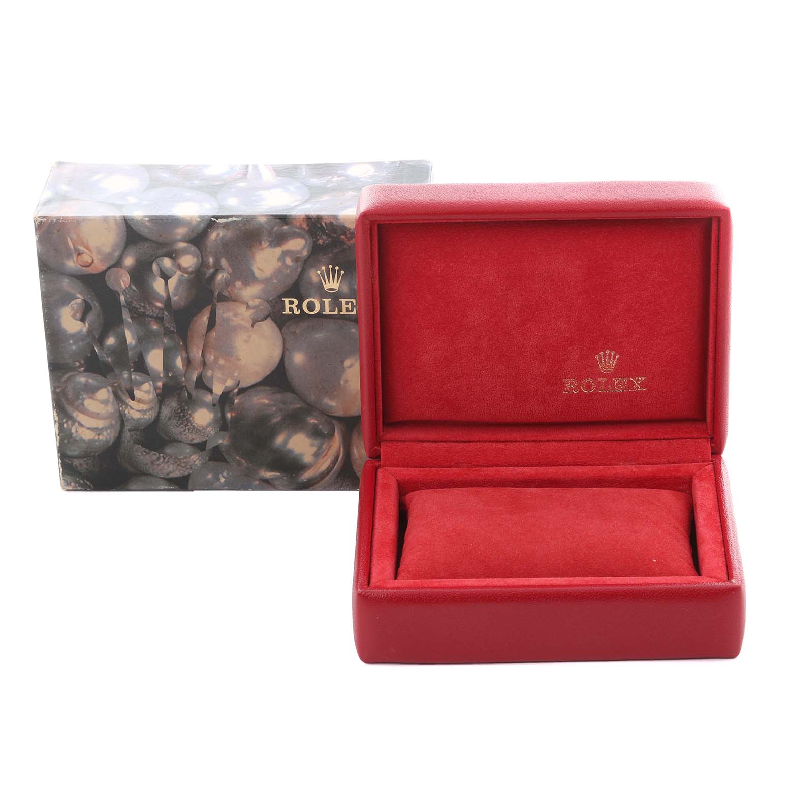 The image shows a closed presentation box for a Rolex Datejust 69173 Women's Steel and Gold (two tone) Champagne Dial 69173 Women's Steel and Gold (two tone) Champagne Dial watch, angled slightly open, with the logo visible.