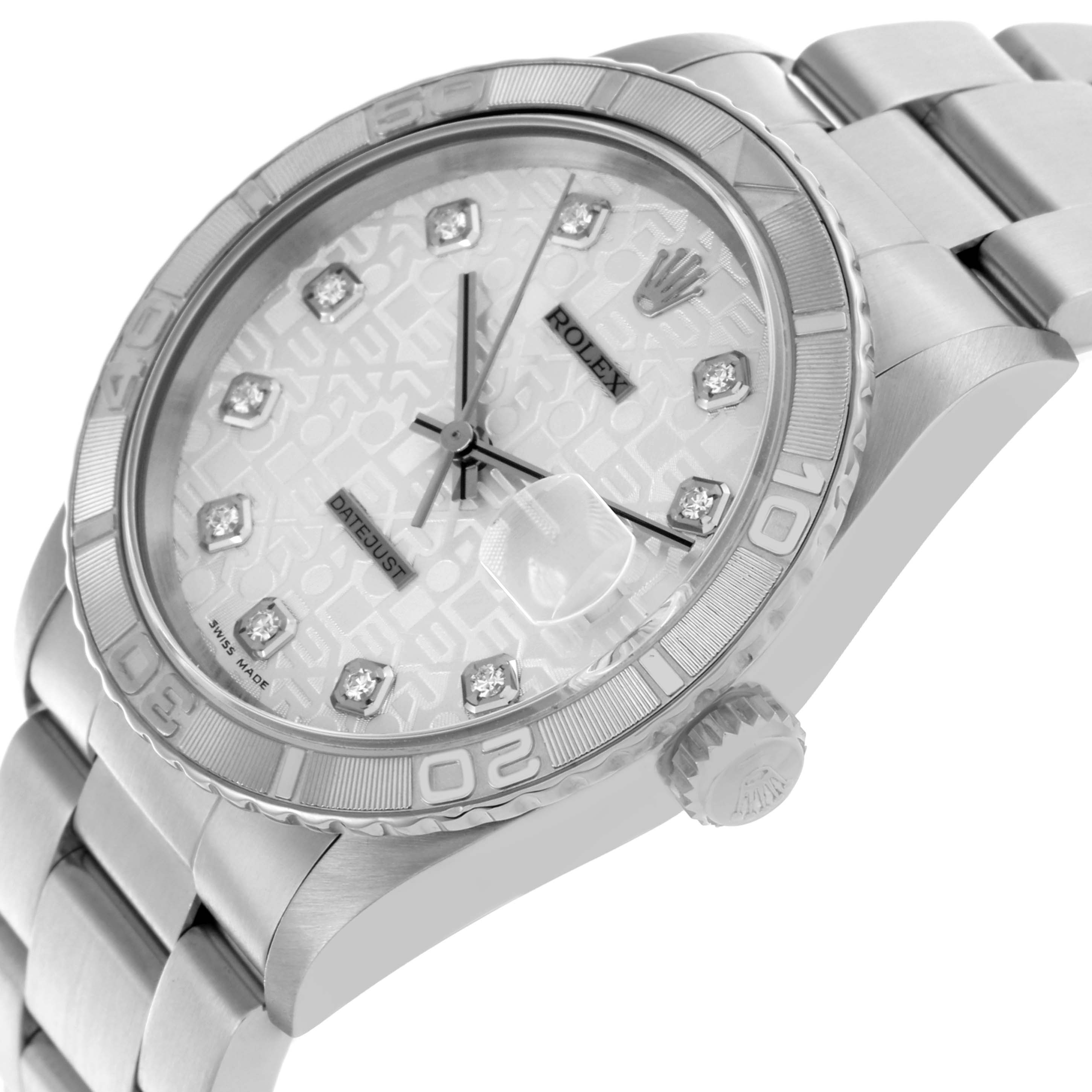 The image shows a side angle of the Rolex Turn-o-Graph 16264 Men's Stainless Steel Silver Dial 16264 Men's Stainless Steel Silver Dial, highlighting the bezel, crown, and part of the bracelet.