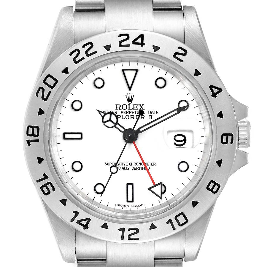 Rolex Explorer II 40mm White Dial Steel Mens Watch 16570 SwissWatchExpo