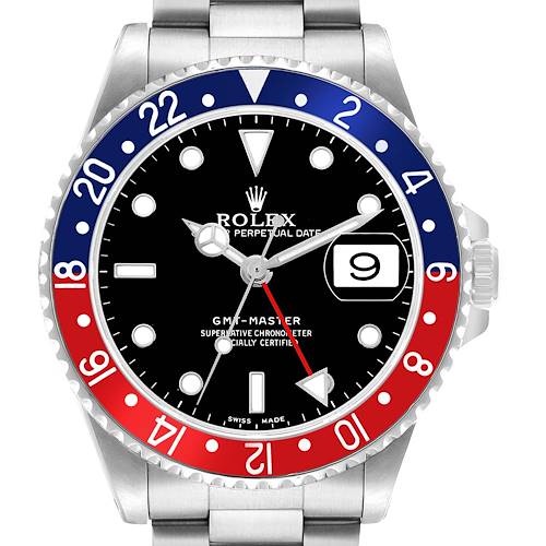 Photo of Rolex GMT Master Steel Blue Red Pepsi Bezel Mens Watch 16700