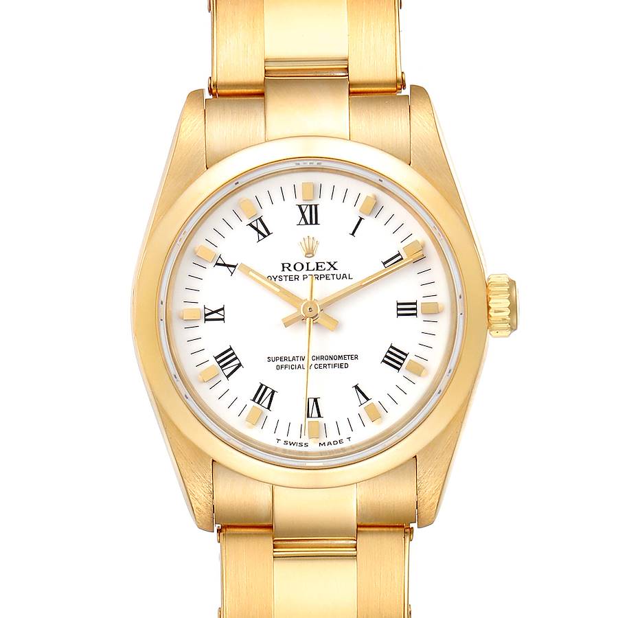 Rolex Midsize President 31 Yellow Gold White Dial Ladies Watch 67488 SwissWatchExpo