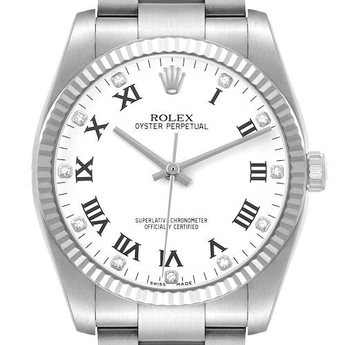 Photo of Rolex Oyster Perpetual 36 Steel White Gold Diamond Mens Watch 116034