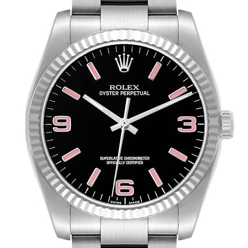 Photo of Rolex Oyster Perpetual Steel White Gold Black Dial Mens Watch 116034