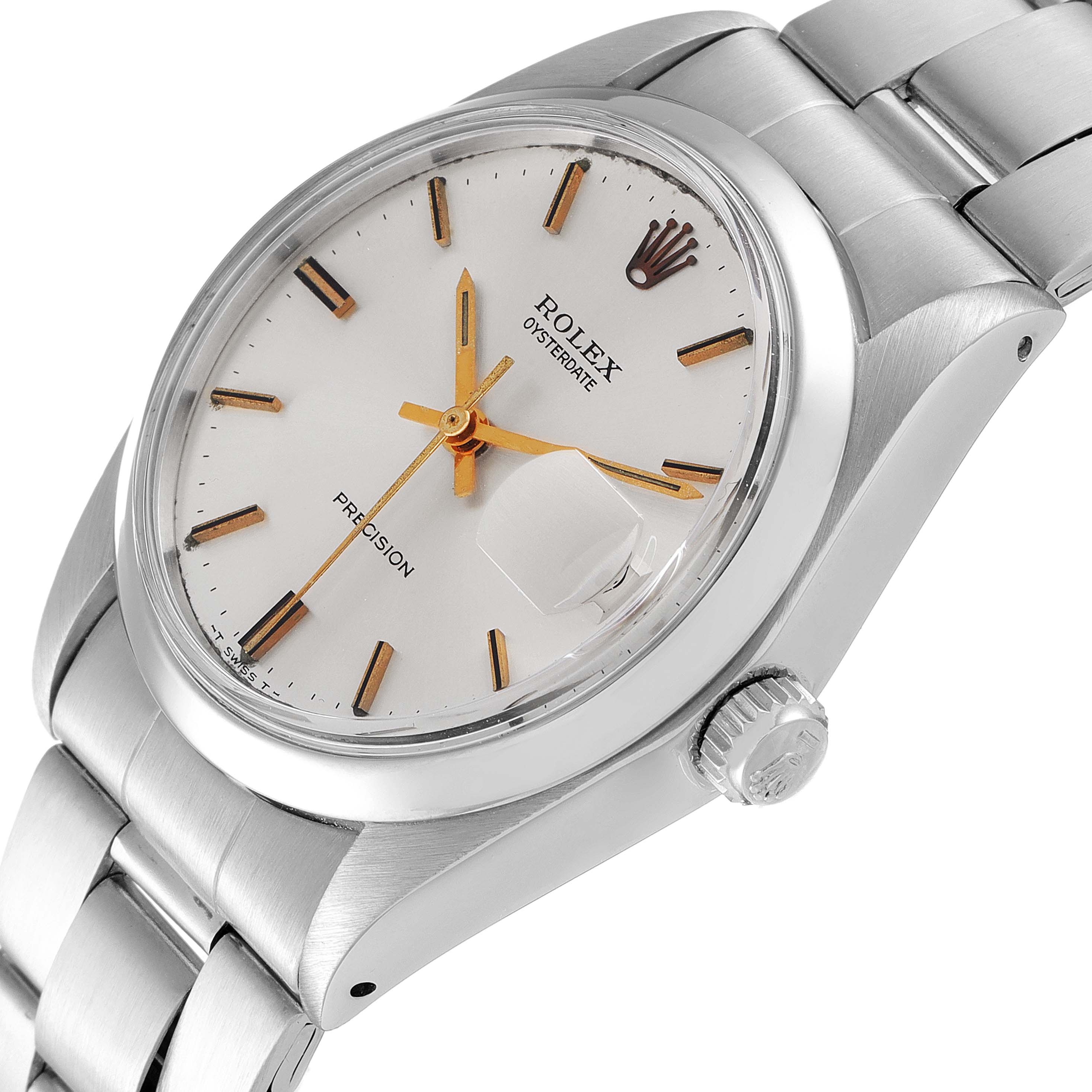The Rolex Vintage Collection 6694 Men's Stainless Steel Silver Dial 6694 Men's Stainless Steel Silver Dial watch is shown at an oblique angle, revealing the dial, bracelet, crown, and case.